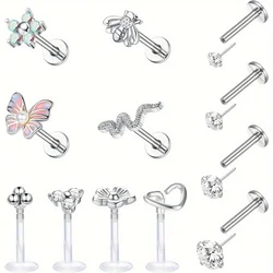 DOLOTTA 1Pcs 16G Surgical Steel Forward Labret Helix Earrings Threadless Push in Lip Rings Tragus Conch Monroe Piercings Jewelry