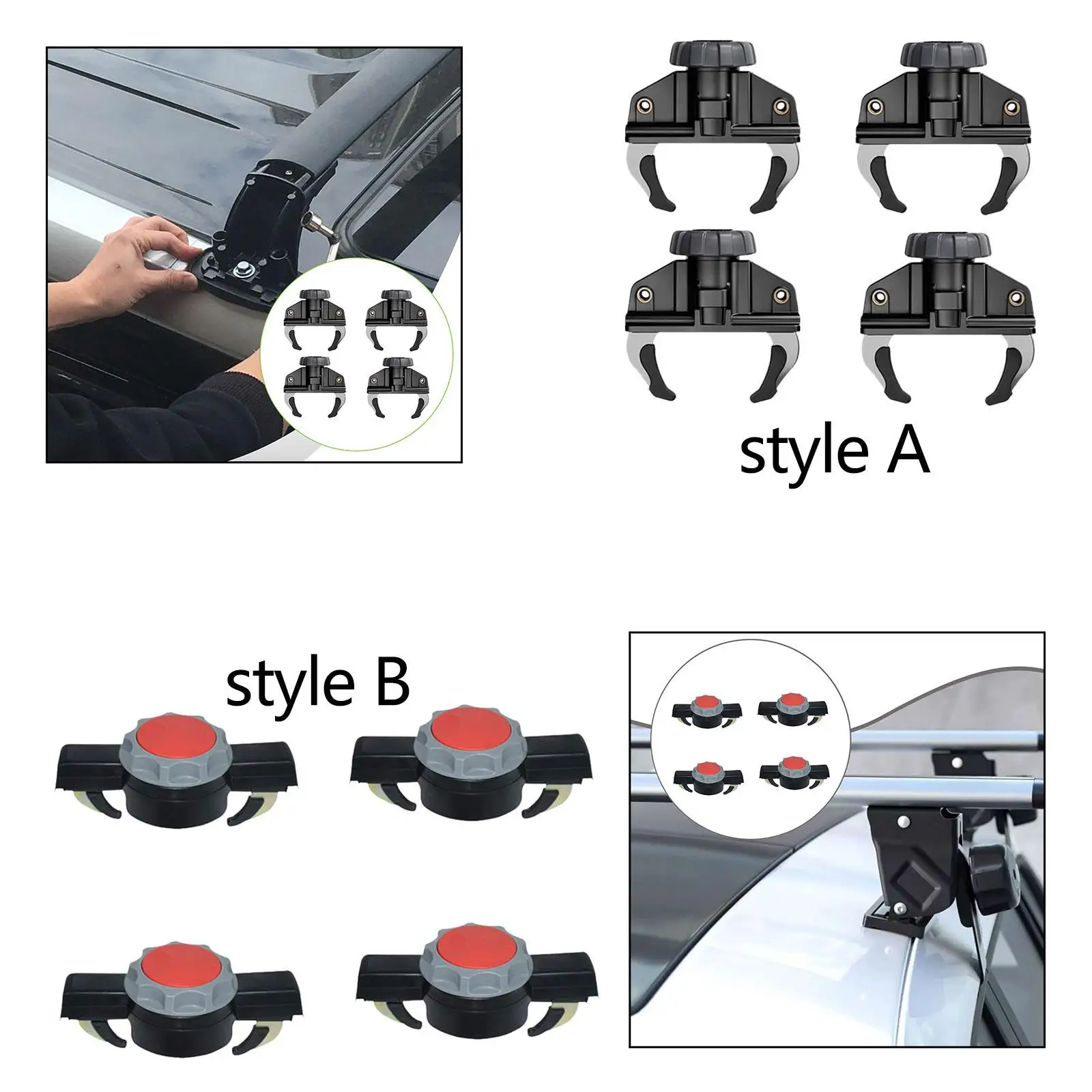 Car Roof Box Quick Installation Clamps Set Aluminum Alloy Clips Universal Fit for Vehicle Roof Rack Luggage System