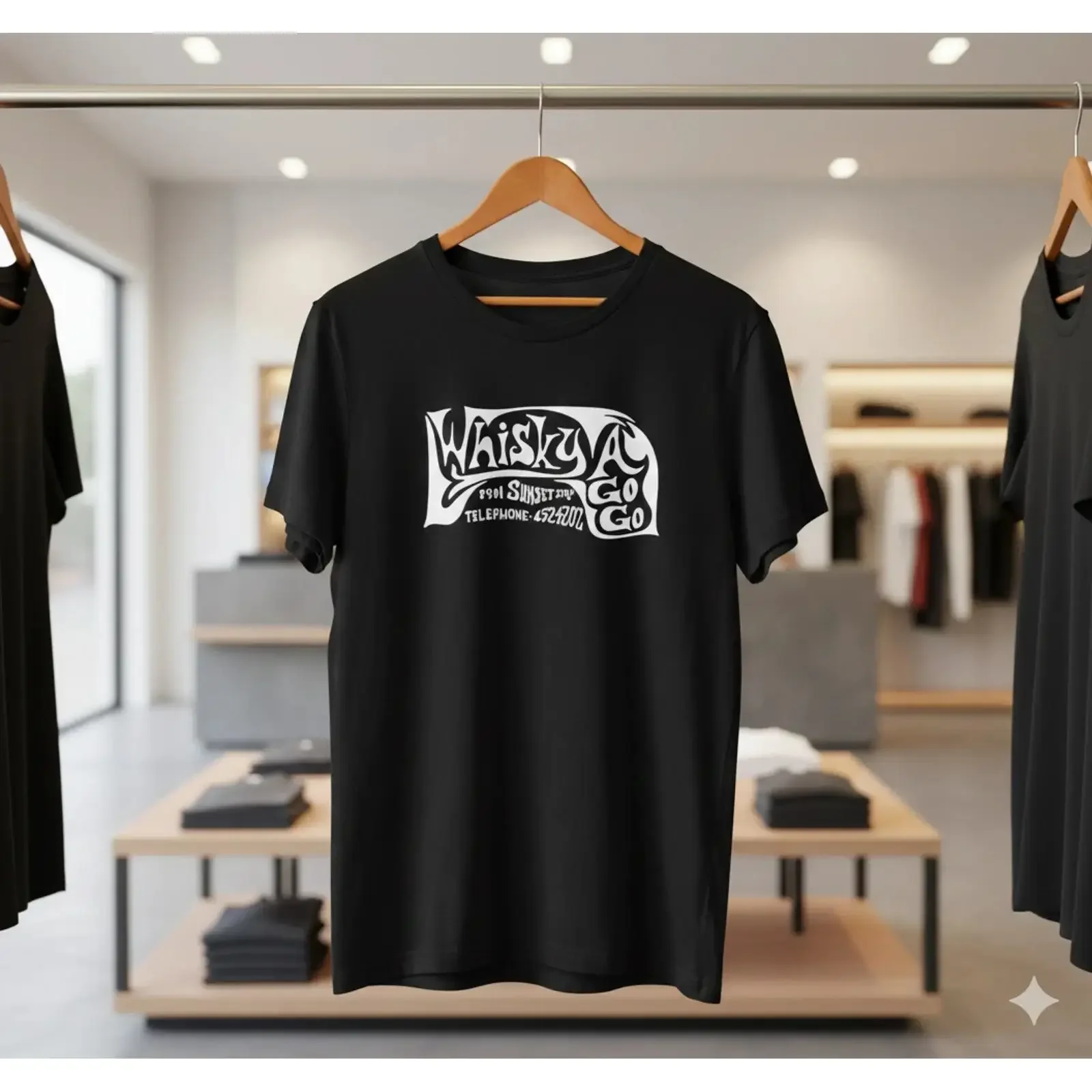 Whisky A Go T Shirt Black Sunset Strip Rock Club Vintage T388 vintage Washed Soft Breathable Versatile Top For Everyday Wear