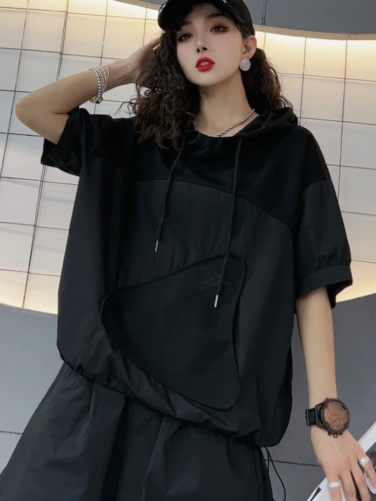 AmaxluluE Summer Fitness Tops Women Fashion Hooded Loose Tshirts Ladies Casual Classic Vintage Cotton Clothes Luxury Streetwear view 4