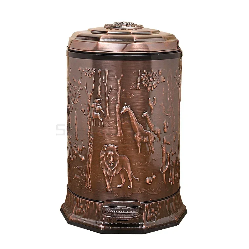 Luxury Gold Trash Bins, Stainless Steel Metal Garbage Cans with Foot Pedal, Home Decor Trash Box, Elegant Waste Bin