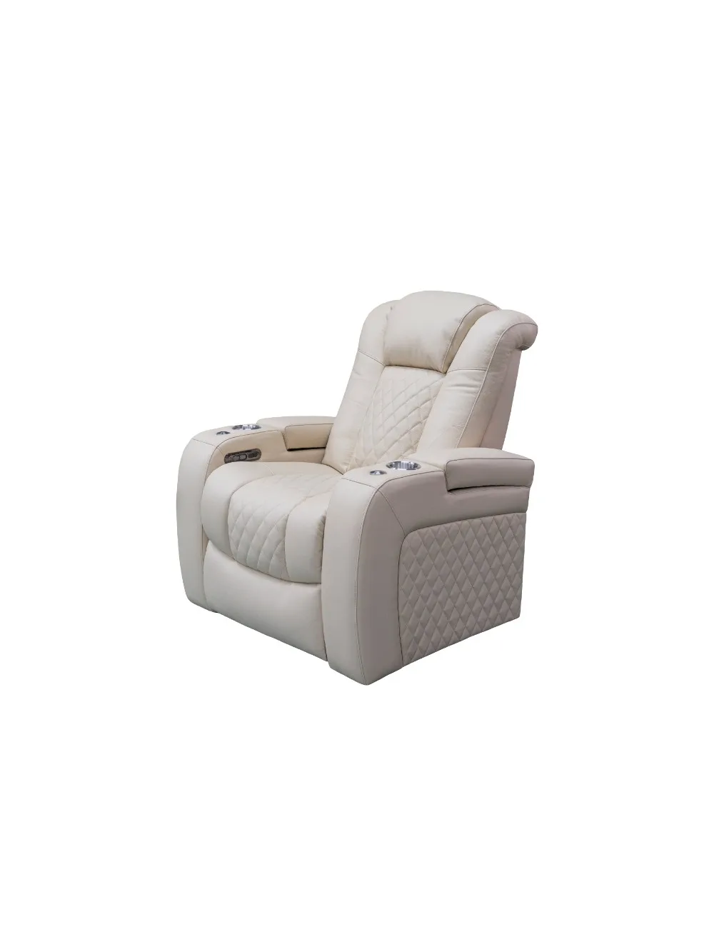 #Modern Luxury Home Theater Single Genuine Leather Electric Recliner Sofa Chair with Led Light