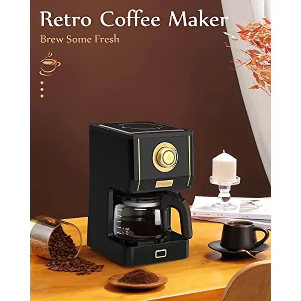 Glass Coffee Maker Retro Style Reusable Filter Portable 25 Oz Three Brewing Modes