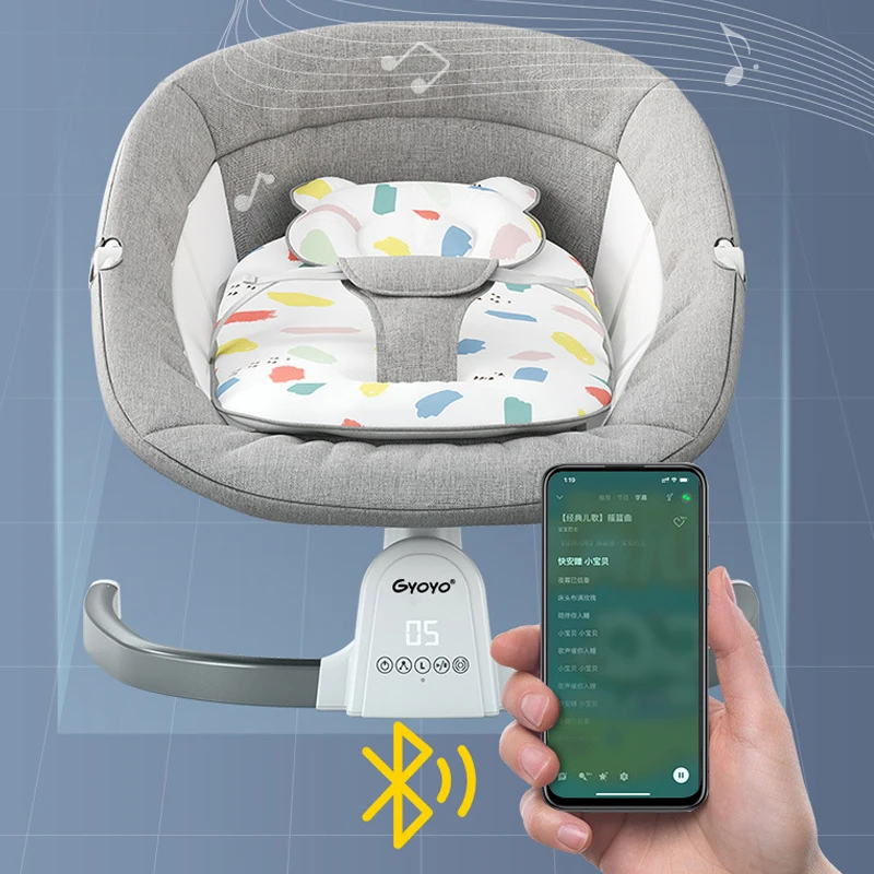 Baby Electric Rocking Chair With Bluetooth Newborn Comfort Chair Reclining Chair Baby Sleep Cradle Bed Can Sit And Lie Down 0-3Y