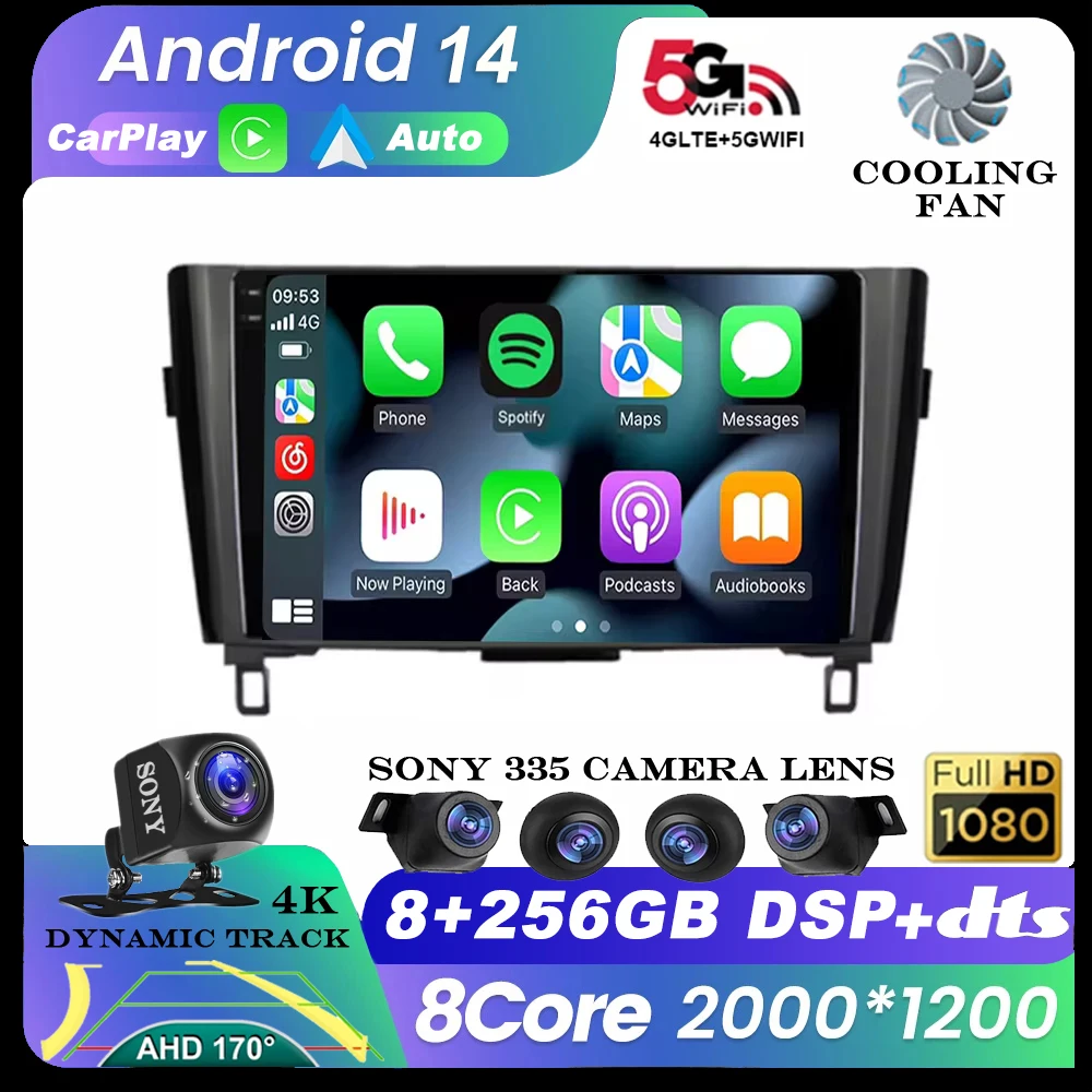 

Android 14 Auto Radio for Nissan Qashqai J11 X-Trail 3 T32 2013-2017 Carplay Car Multimedia Video Player GPS 2din Autoradio QLED