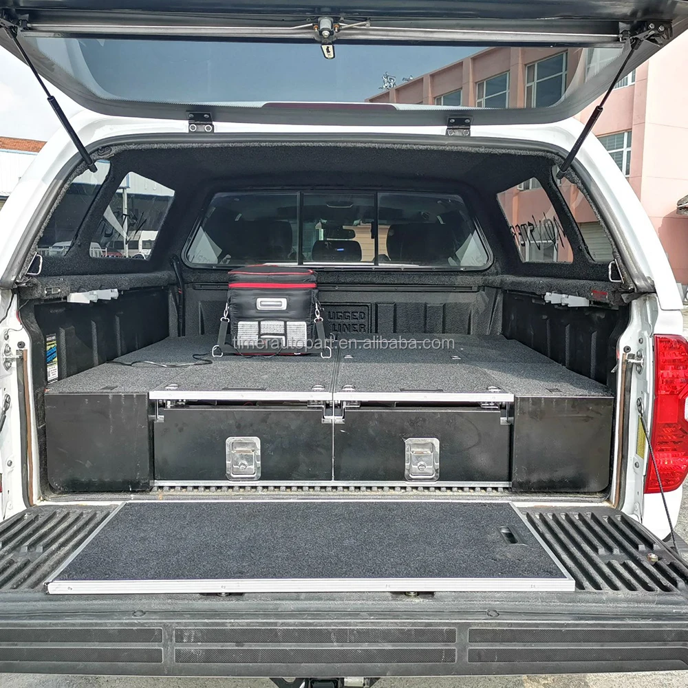 

Custom Full Size Pickup Truck Tool Box Drawer Storage Rear Drawers Troop Carrier Slide Out Drawer System For Toyota Tundra
