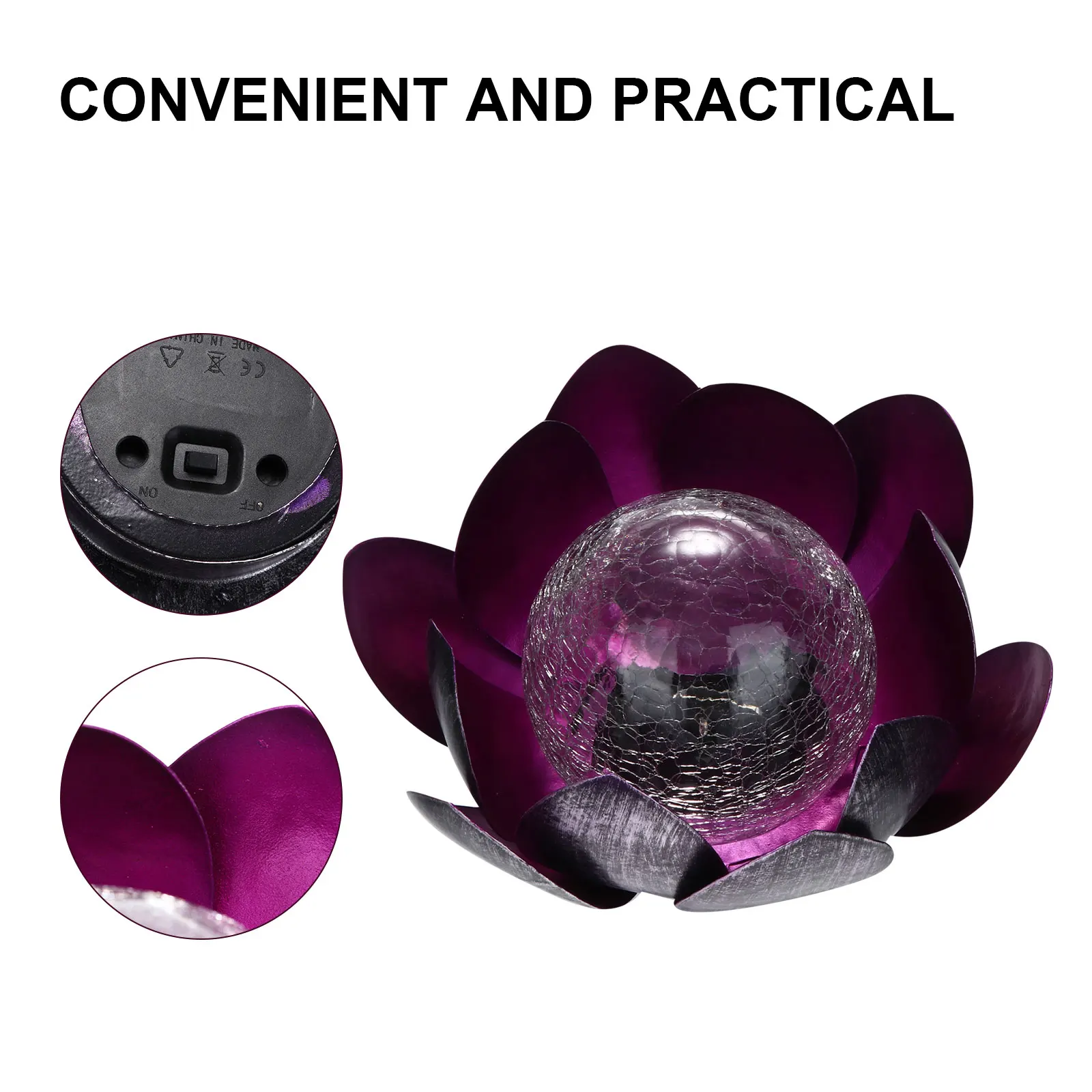 

Solar Lotus Lights Wrought Iron Design Lightweight Colorful Real Look Warm Atmosphere Pond Decor Solar Energy Environmental