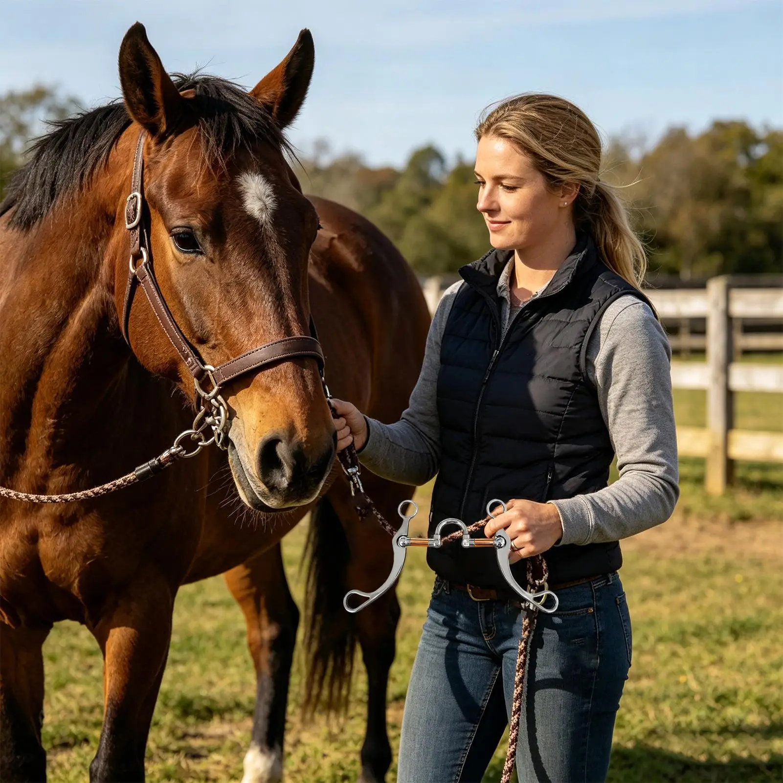 Horse Snaffle Bit Anti-Pull Equipment Stainless Steel Horse Mouth Bit For Easy Control Riding Training Stable Outdoor Ranch Work