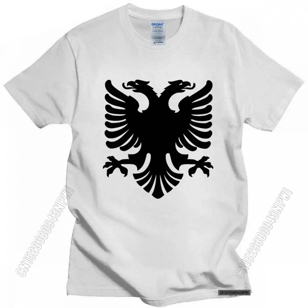 Flag Of Albania Eagle T Shirt Men Pure Cotton Albanian Pride Tee Tops Round Neck Summer T-Shirt Soft Fabric Casual Tshirt Gift