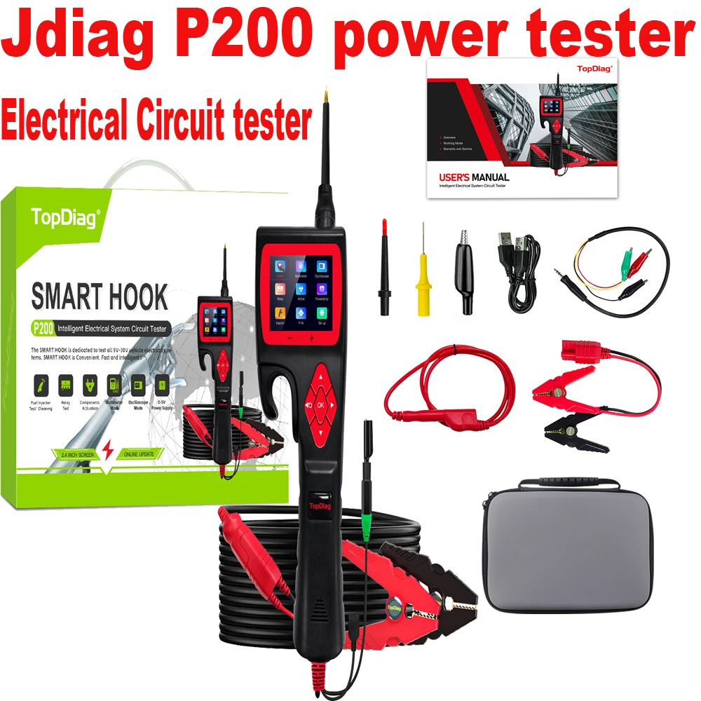 

Jdiag TopDiag P200 12 В 24 в умный крюк датчик мощности Автомобильный анализатор цепи цифровой тестер электрическая система детектор мультиметр тестер