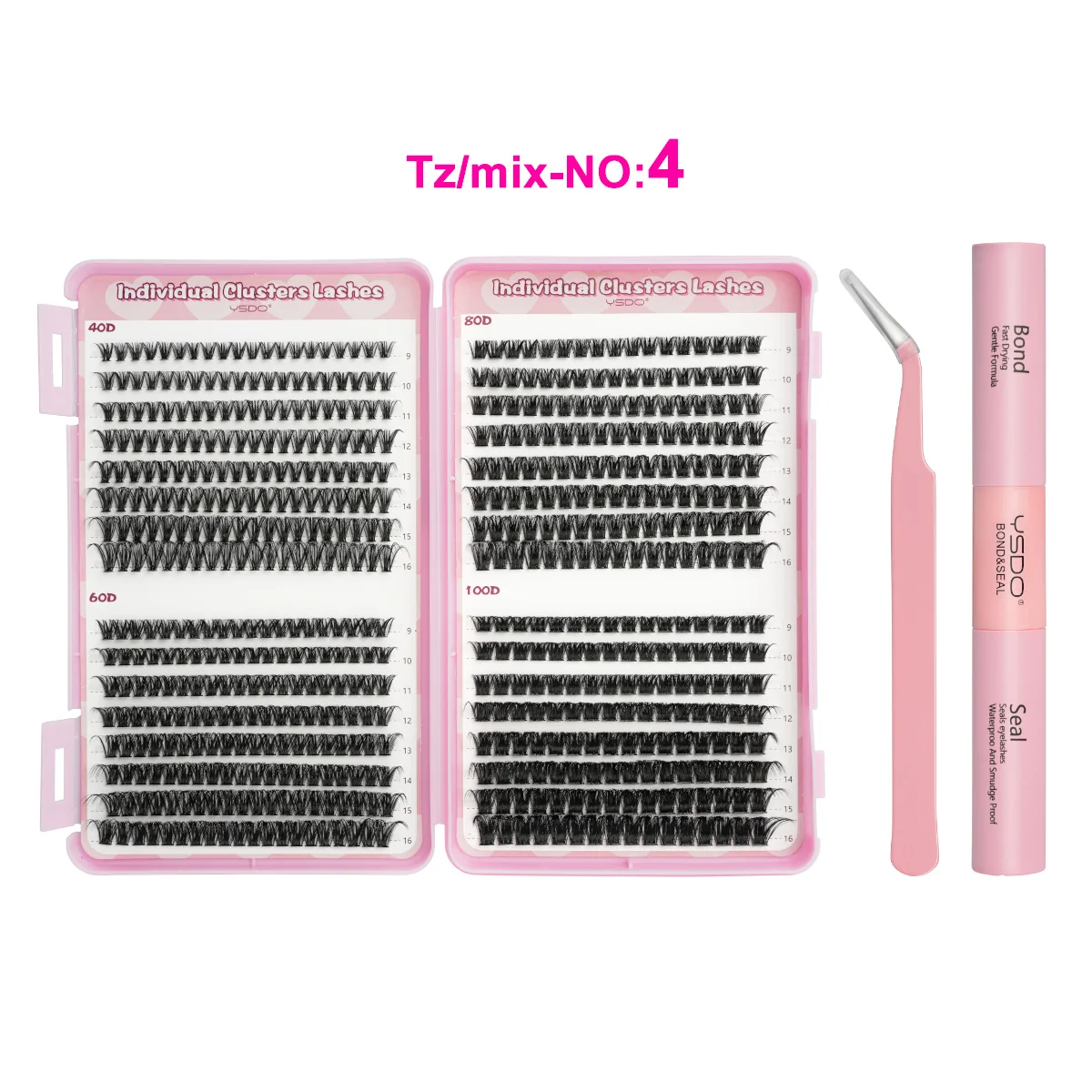 14/32 Reihen Einzelwimpern-Set, Cluster-Wimpern DIY Wimpernverlängerungs-Kit mit Kleber, Versiegelung, Kleberentferner und Pinzette – Detail 3