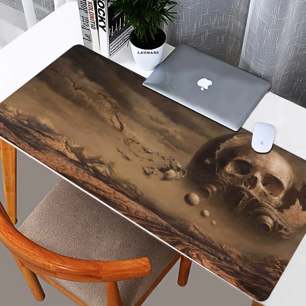 Mouse Pad Gamer XXL Large HD Keyboard Pad Mouse Mat Dark Horror Skull Laptop Natural Rubber Anti-slip Office Mice Pad Mouse Mat