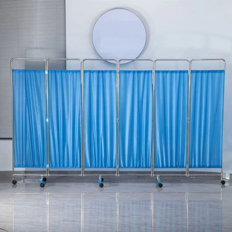 

Portable Stainless Steel 201 Frame 4 5 6 Folds Partition Medical Ward Folding Screen For Hospital And Clinic