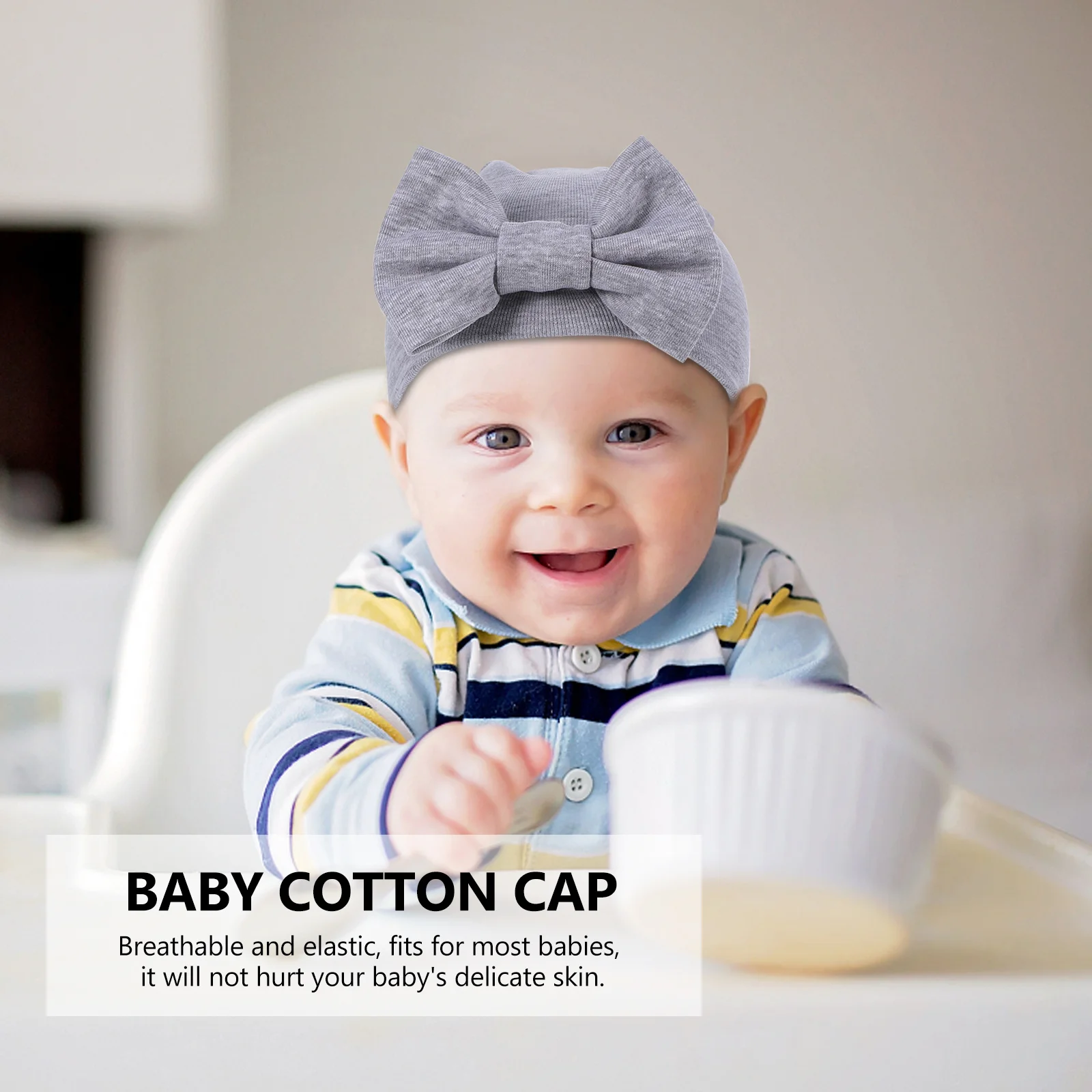 

2 шт., детская хлопковая шапка с бантом, тюрбан, дышащая шапка для новорожденных, головной убор для мальчиков и девочек, милый подарок для детского душа, шапка для новорожденного