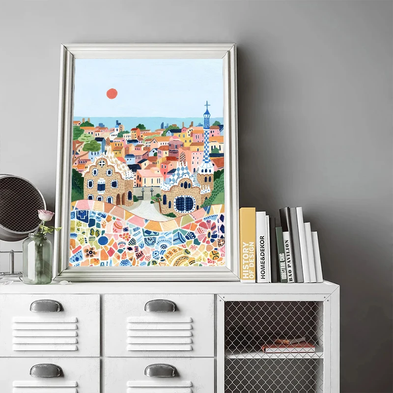 العالم السفر مدينة المشهد المشارك طباعة اليونان إيطاليا فلورنسا باريس فرنسا حائط لوح رسم صورة فنية لغرفة ديكور المنزل #2