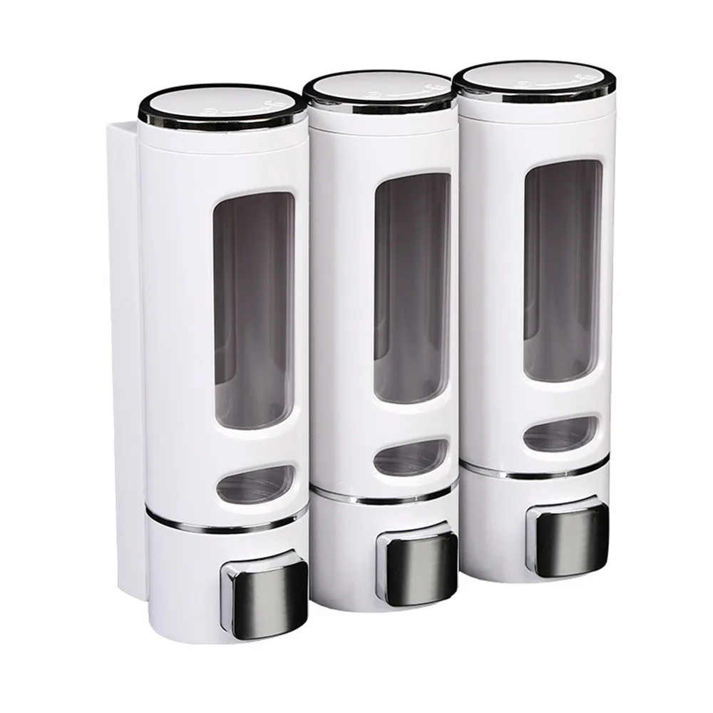 

Convenient Wall-Mount Soap Dispenser 2/3 Head Refillable Hand Sanitizer Jar Manual Press Drip Type Liquid Soap Container Shower