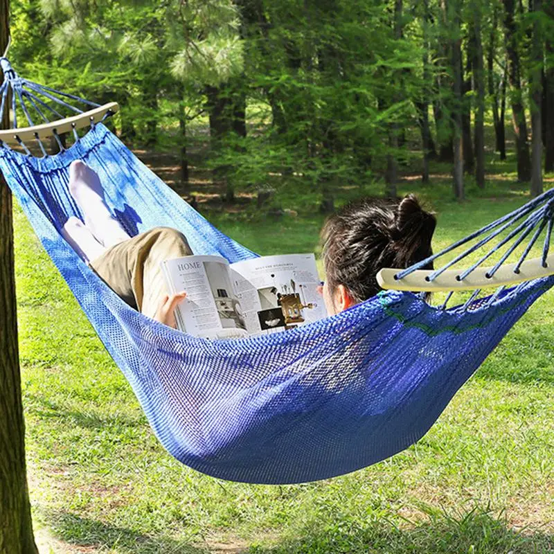 1/2 People Mesh Silk Hammock Breathable Mesh Hammock Ice Silk Swing Bed Hang Sturdy Portable Soft Cooling Outdoor Hammock Bed