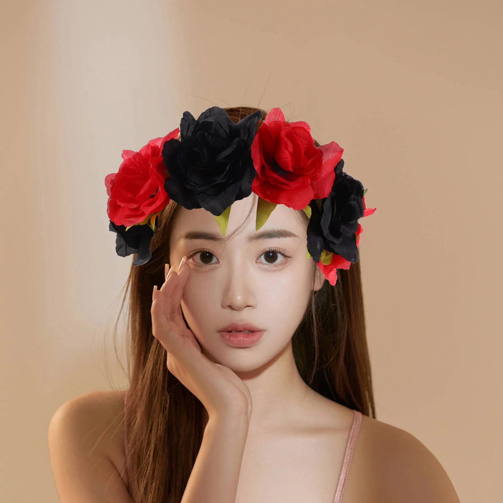 

2Pcs Bridal Flower Headband Rose Crown Elastic Stretch Floral Hair Accessories Wedding Party Headwear Bridal Headpiece