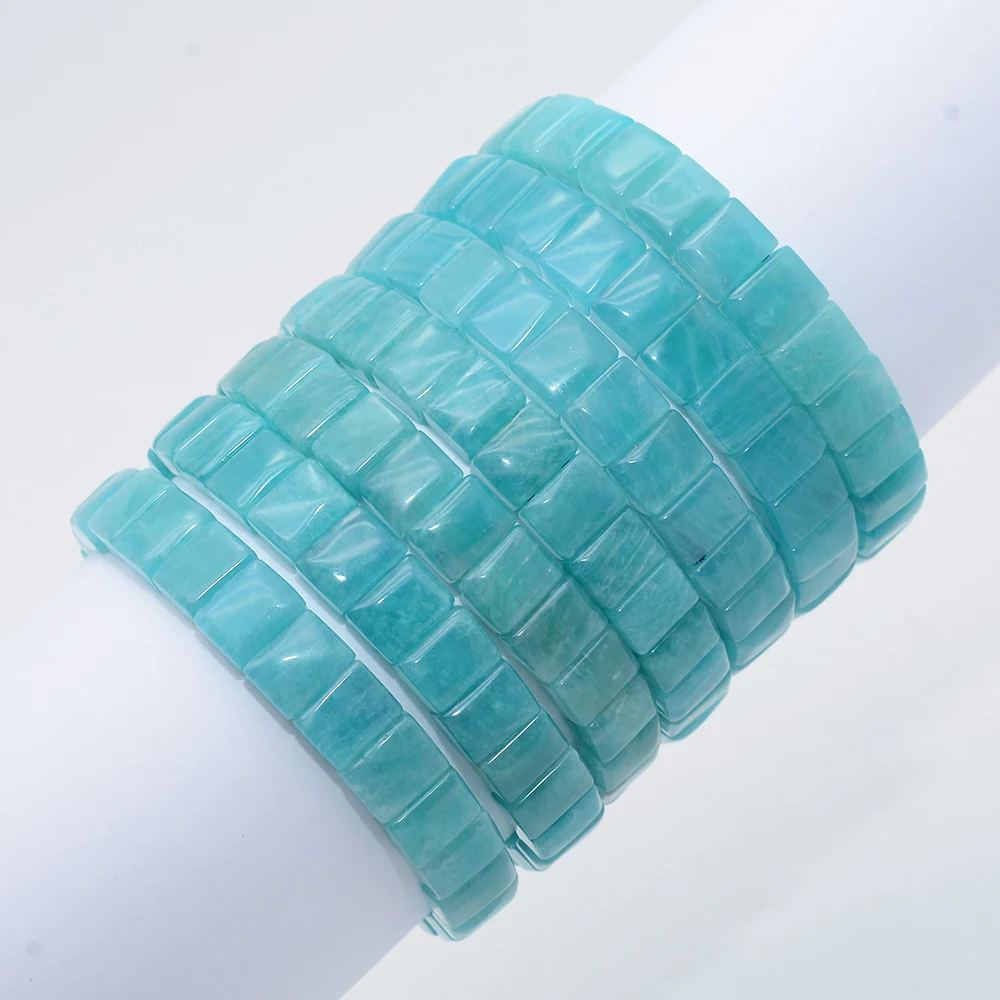 Natural Amazonite Rectangle Beads Bracelet, Rought Size 7x9mm