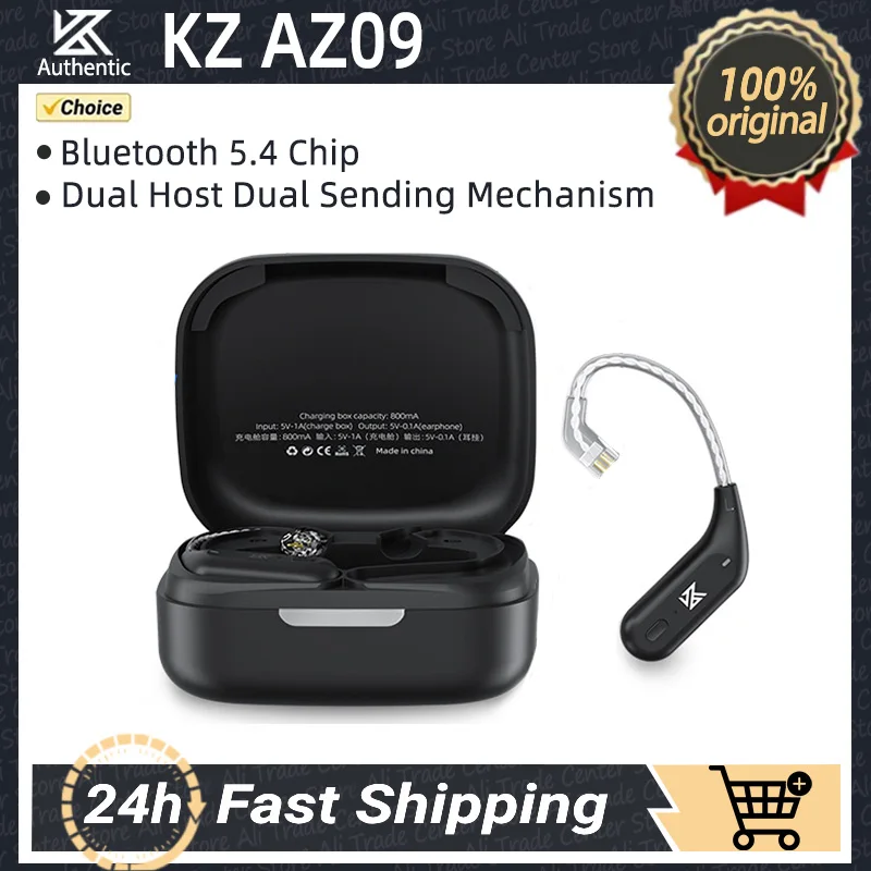 KZ AZ09 HD Bluetooth5.2 Ear Hook Headset Cable HIFI Wireless Earphone Upgrade Cable W/ Charging Case For KZ CASTOR EDX ZS10 PRO2