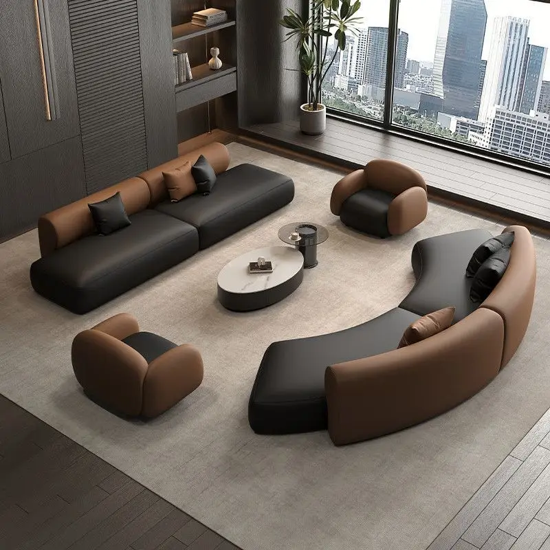 

Special-shaped sofa coffee table combination rest guest beauty salon curved sofa