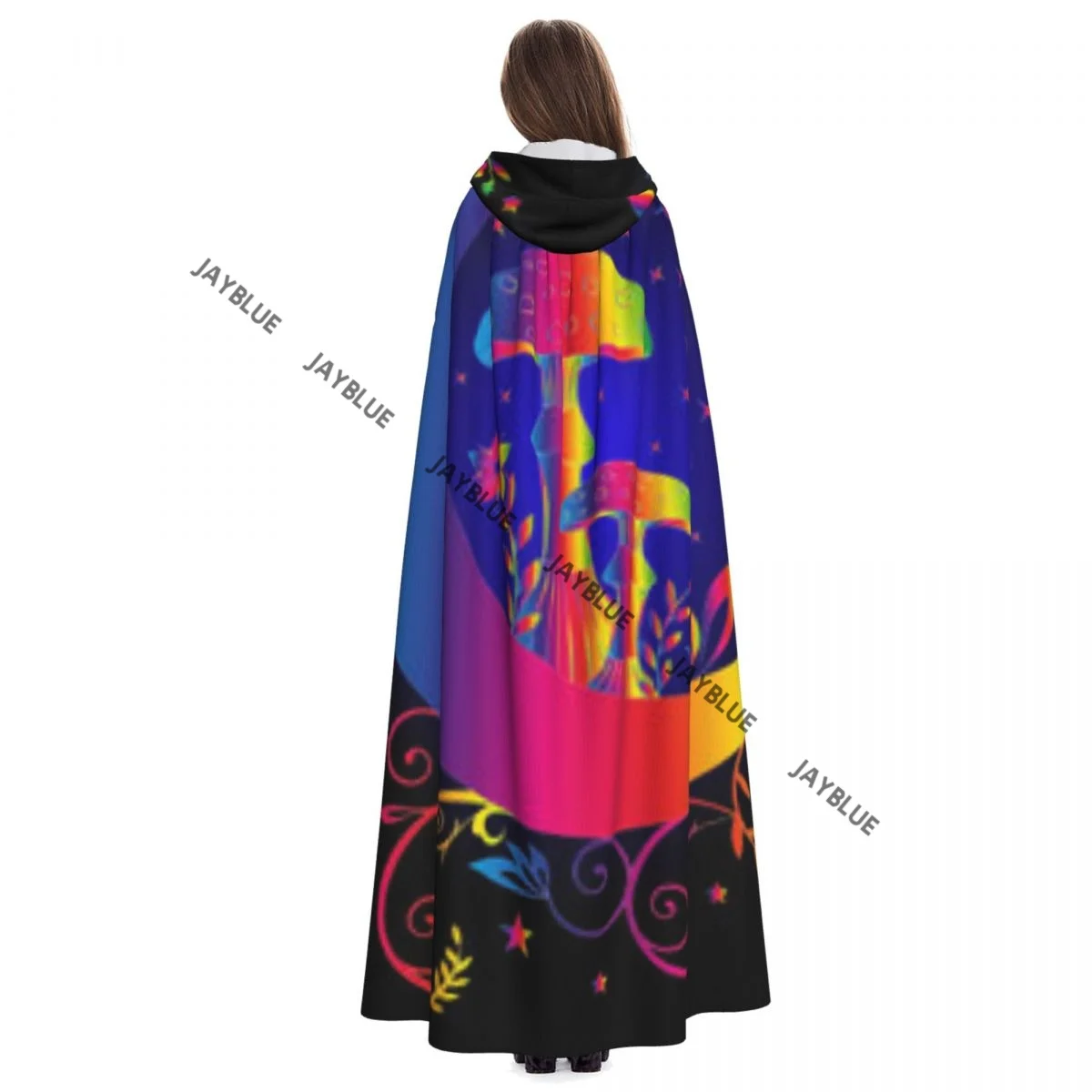 Унисекс для взрослых, небесный мистический костюм в стиле бохо с грибами, волшебный плащ с луной и звездами, длинный костюм ведьмы с капюшоном, косплей