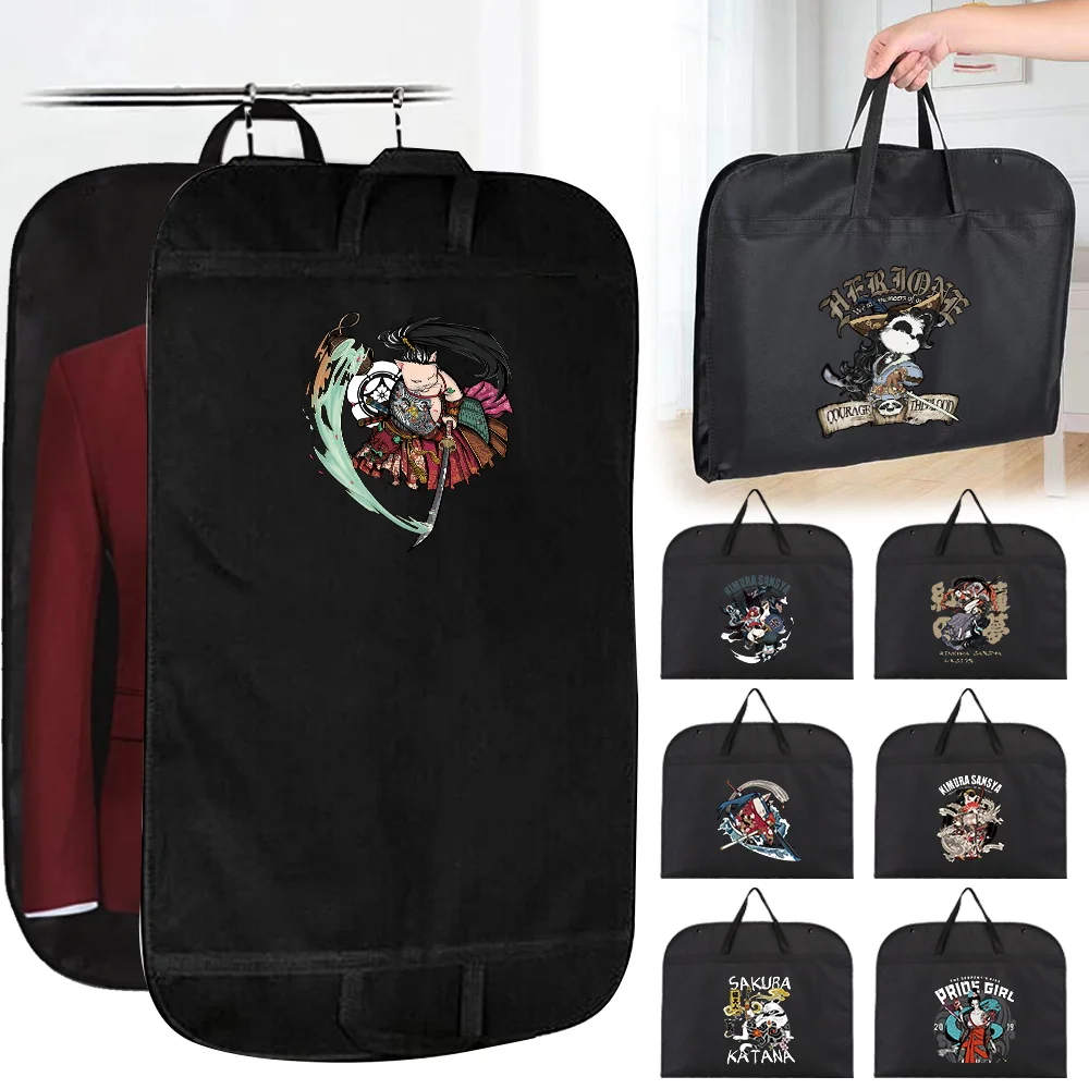 Hanging Clothes Dust Cover Samurai Print Dress Suit Coat Storage Bag Garment Bags Organizer Wardrobe Hanging Clothing Organizers