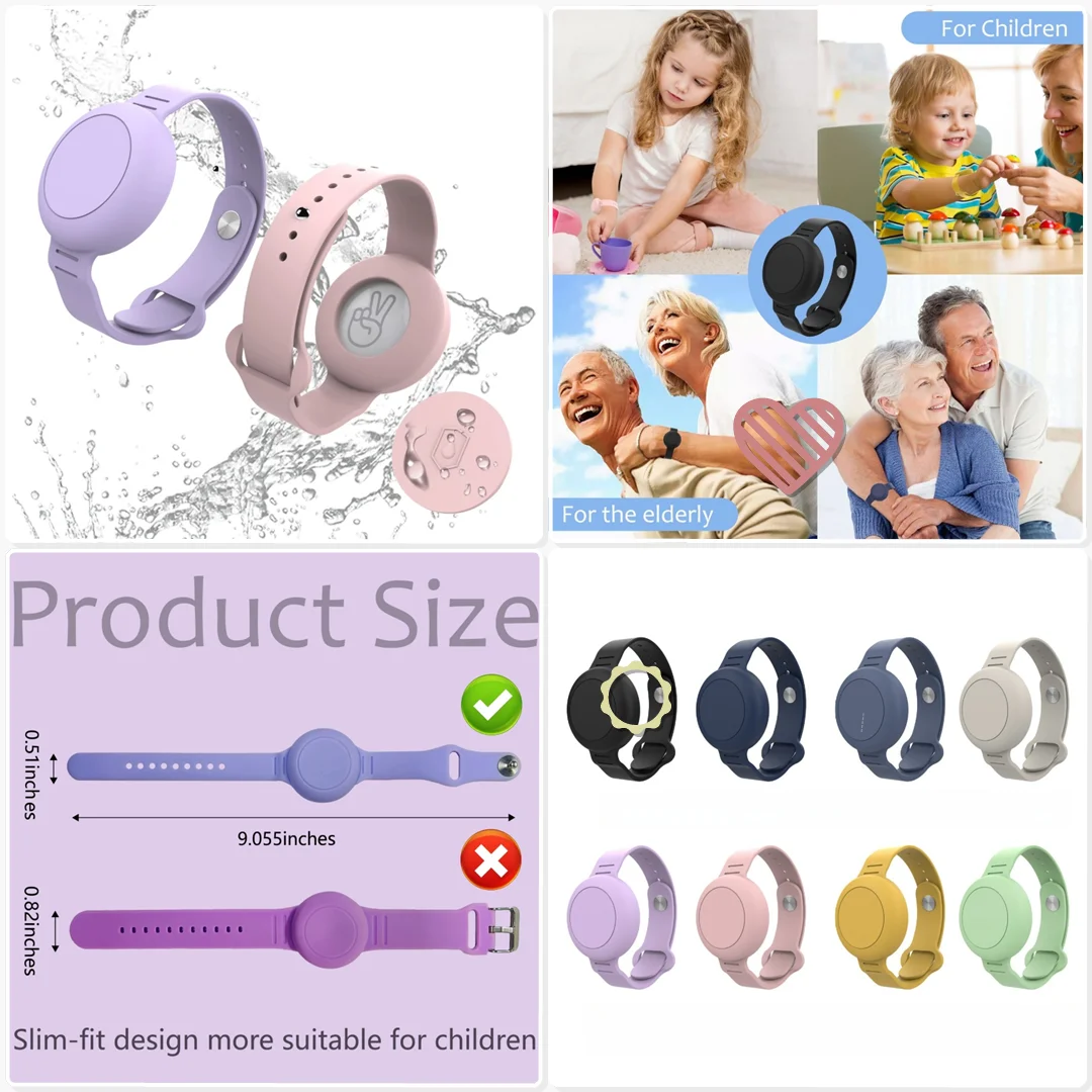 Waterproof AirTag Bracelet for Kids Hidden Silicone Wristband Holder Strap Family Trip Toddler Safety Tracking
