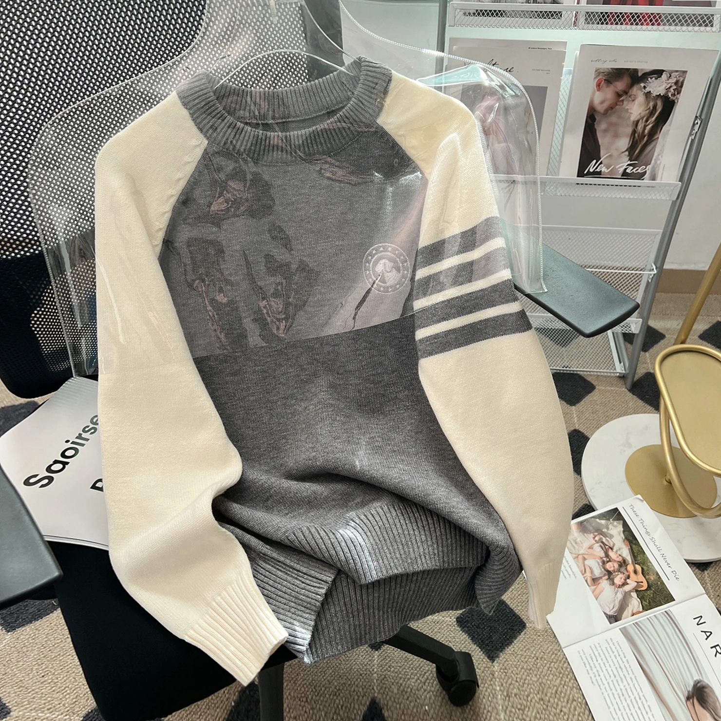 

Свободный вязаный шерстяной свитер с круглым вырезом и вышивкой, осенне-зимний, женский, верхняя одежда, комфортный и теплый