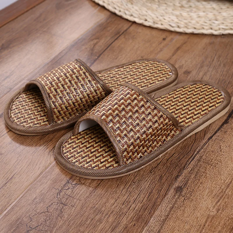 Vine Grass Woven Women's Slippers Home Flats Cane Summer Luxury Designer Woman Shoes Natural Fashion Indoor Slides Couple Soft