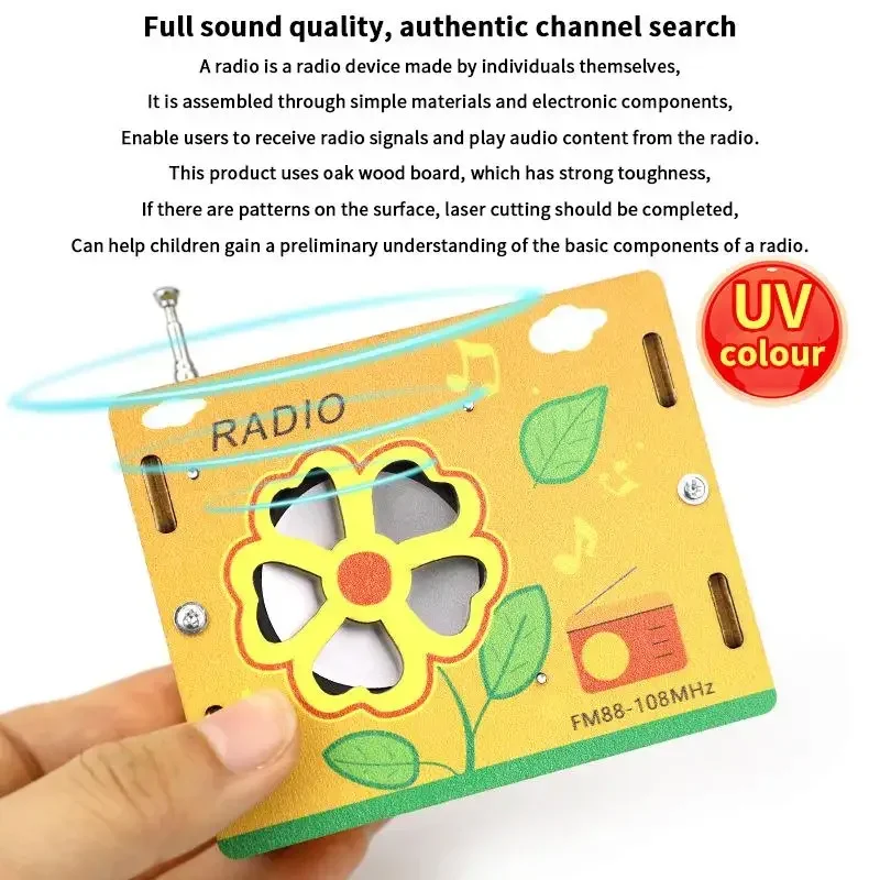 Portable DIY Wireless FM Radio Model Scientific Experiment Handmade Material Package Children's Small Gifts Desktop Ornament