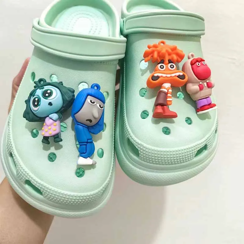 MINISO Disney Inside out 2 Shoe Charms Mini 3D Dolls Cartoon Clogs Accessories Joy Anxiety Anger Sadness Creative Children Gifts