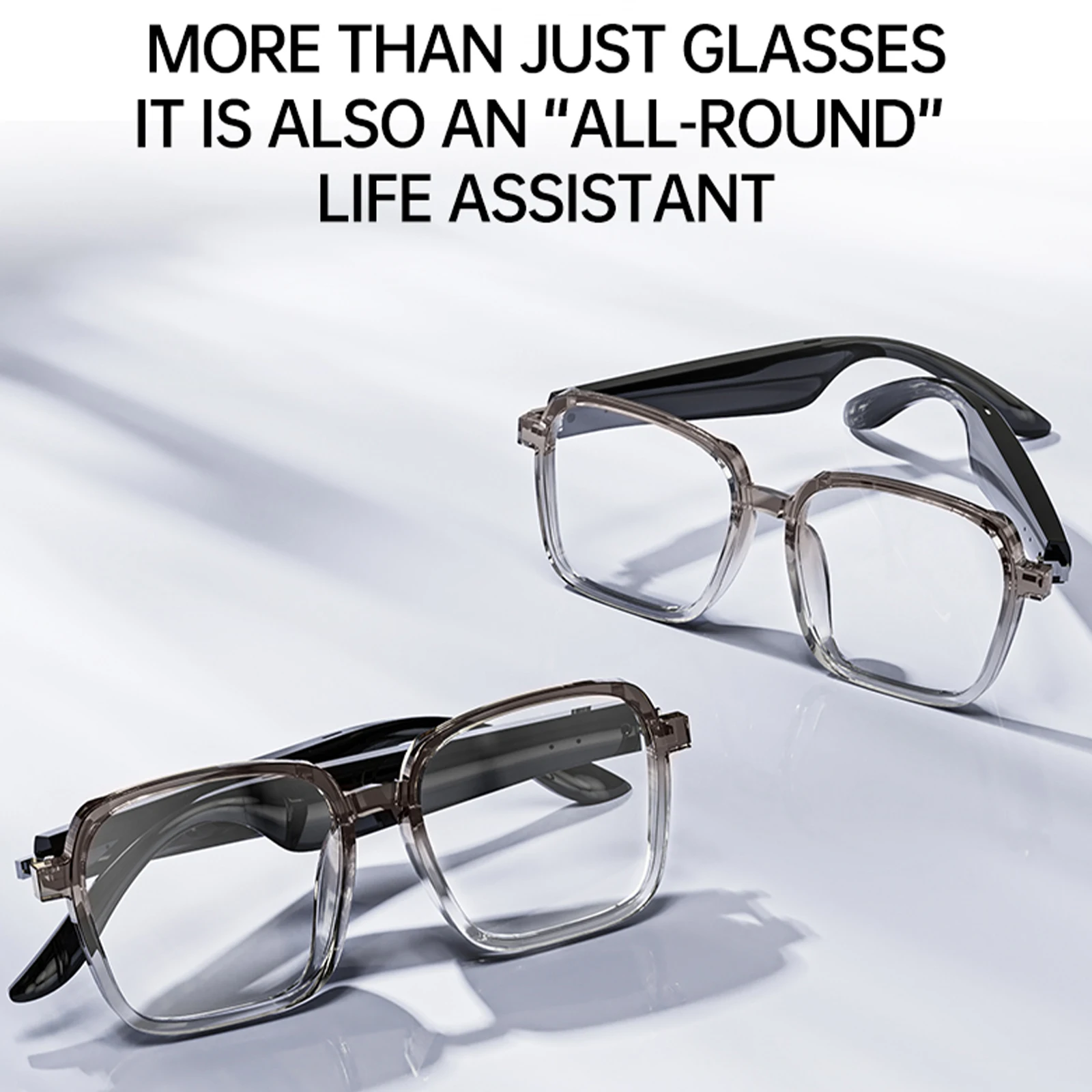 

BT6.0 AI Transparent Smart Glasses Open-Ear Audio Lightweight Headphones Glasses HiFi Stereo Headset Eyeglass for Office School