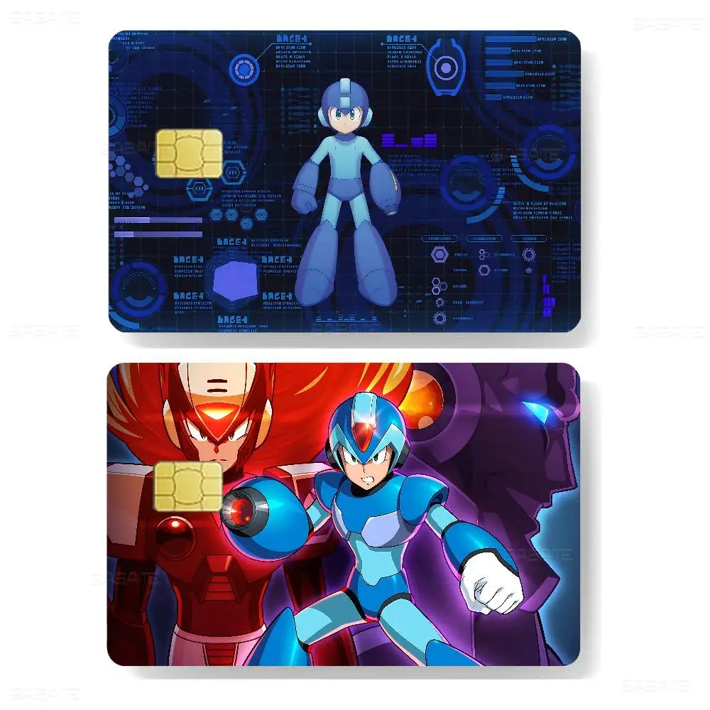 Mega Man Anime Spend or Save Funny Shell On Off Ultra Thin No Fade Sticker Skin Cover Film for Debit Credit Card