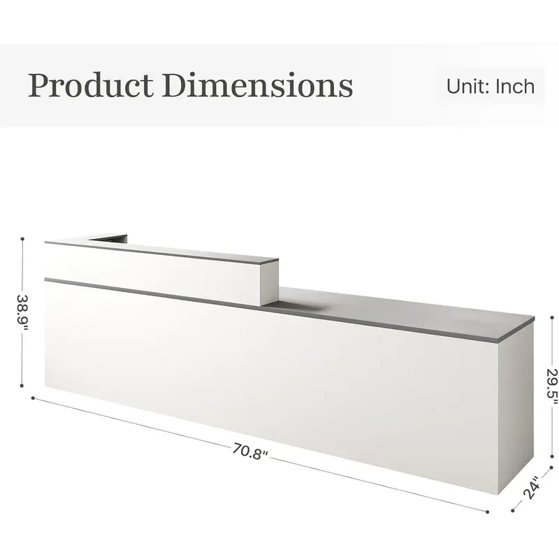 Modern Reception Desk with Counter Storage Keyboard Tray and Lockable Drawers Sleek Front Desk for Office Salon Store and