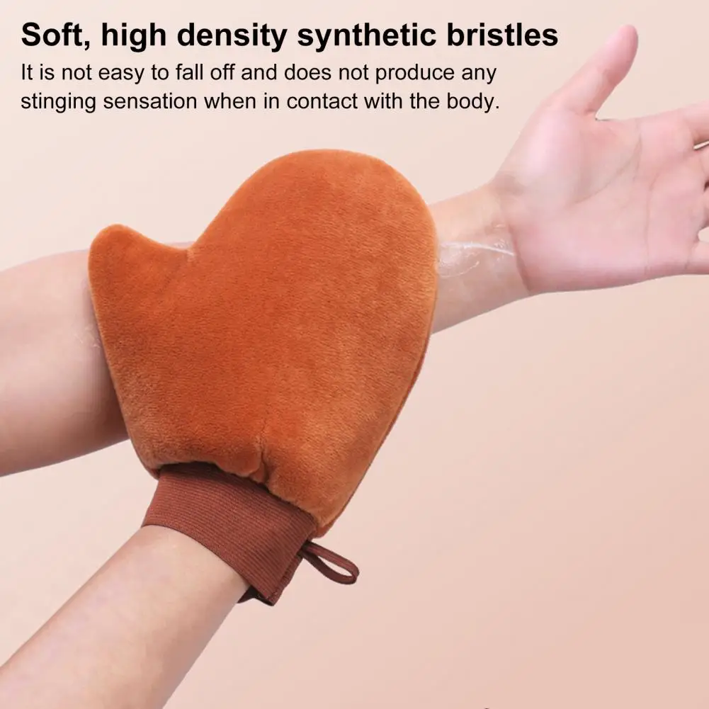 Post-tanning Gloves Double-layered Back Tanning Applicator Double-layered Self Tanning Mitt Kit with Soft Fabric Brush for Tan