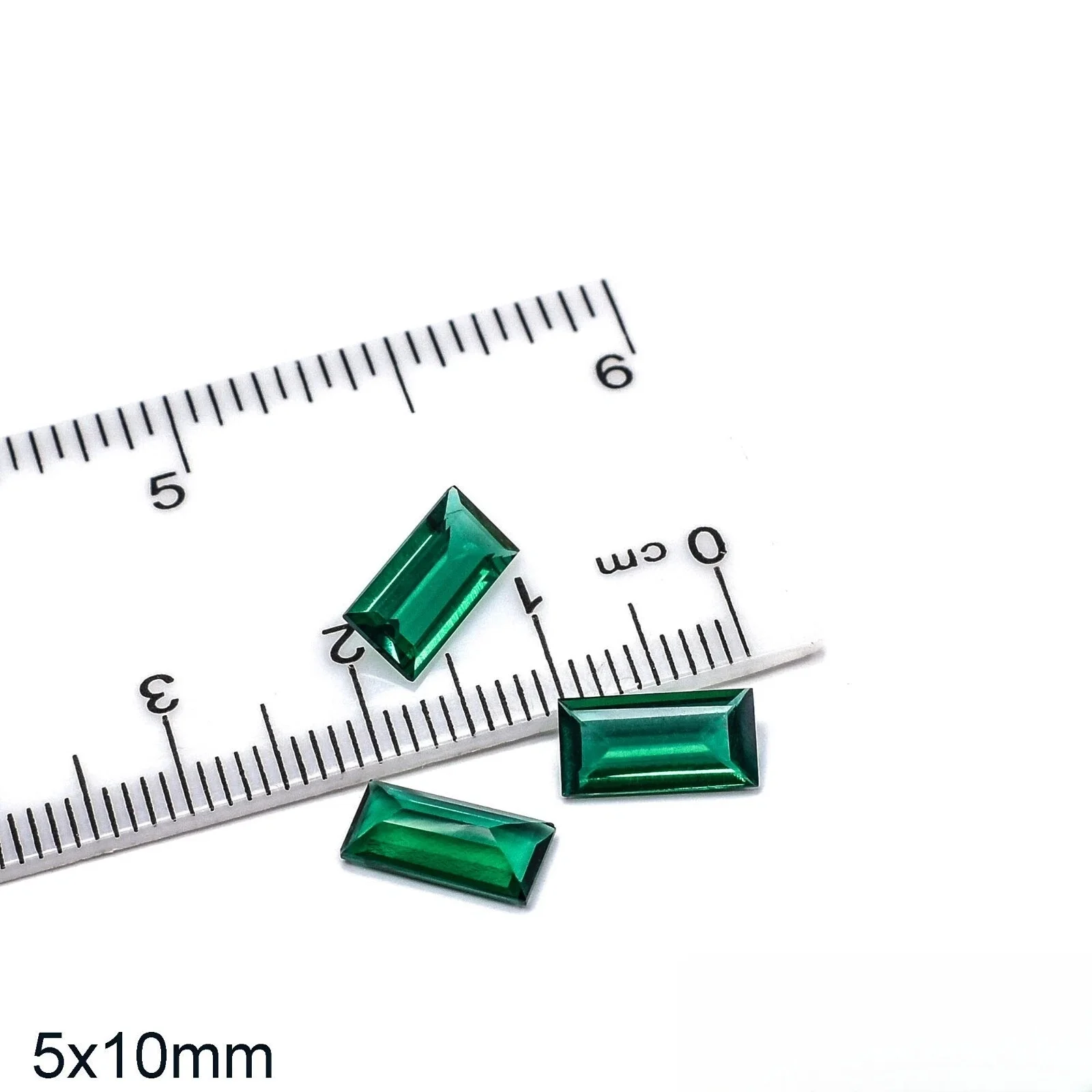 Lab Grown Zambian Emerald Hydrothermal Hand Cutting Rectangle Shape Baguette cut Loose Green Gemstone Beads for Bracelet Pendant