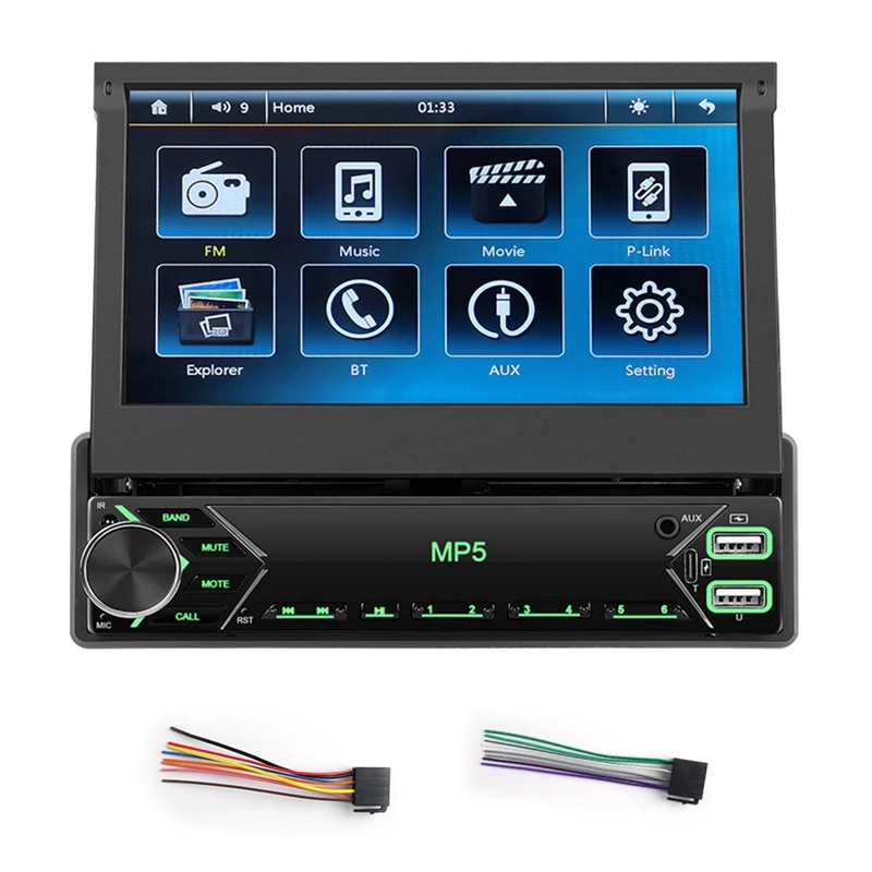 1 Din Touchscreen Car Stereo 7 Inch Flip Out Screen Car Radio Bluetooth FM Radio Mirror Link Car Audio With USB/AUX-A85E