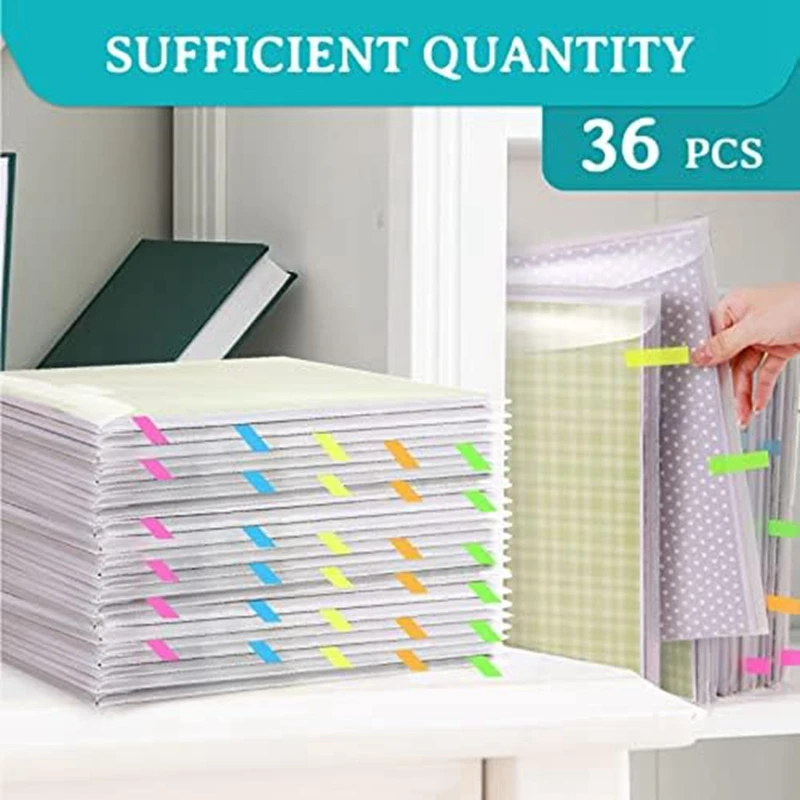 36Pcs Scrapbook Paper Storage With Buckle Design,With 100Pieces Multicolor Sticky Index Tabs For Holding 12X12inch Paper