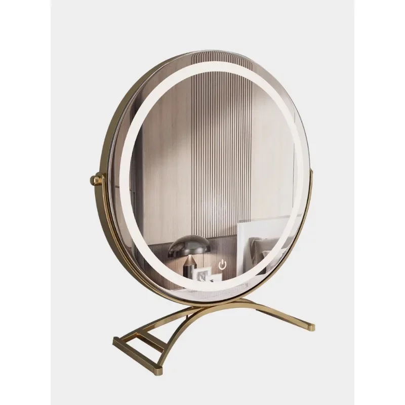 

Cosmetic mirror desktop led light large household vanity mirror with light fill mirror bedroom ins dresser round
