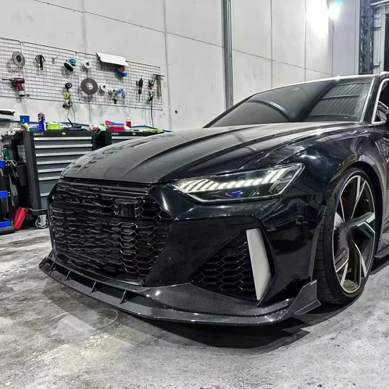 Premium Dry Carbon Fiber Front Lip Exterior Mod Part For RS6 C8 2019‑2023