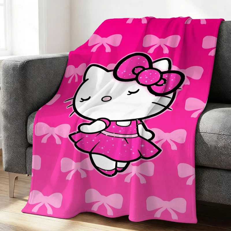 

Hello Kitty pattern Flannel Blanket,Cute Cartoon Print Soft and Skin-Friendly Sofa Office Travel Blanket Suitable for All Season