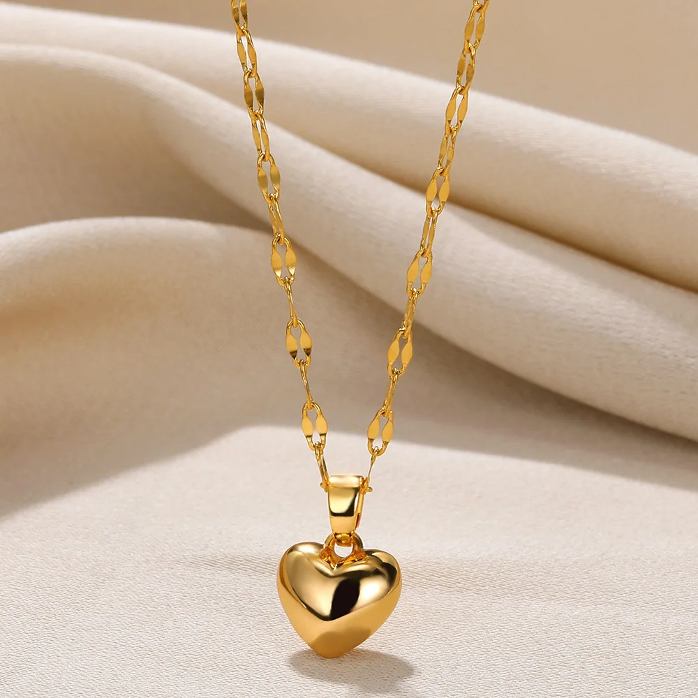 1pc simple love pendant necklace alloy material chain length 50cm suitable for daily occasions to send friends gifts.