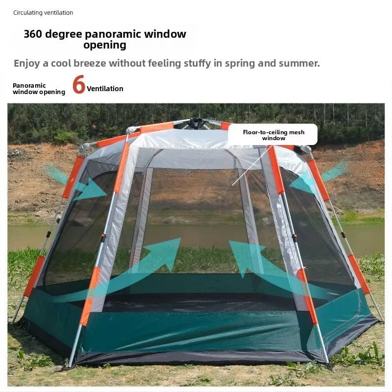 High Quality One Bedroom Structure Automatic Multi-Functional Double-Layer Sun Protection Camping Tent For Summer Outdoor Use