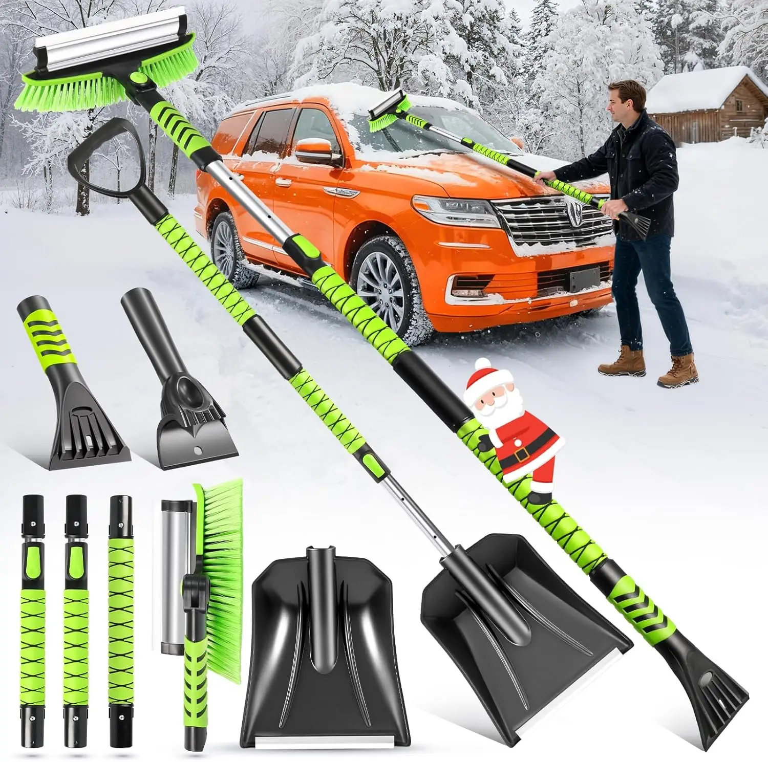 

Upgrade 60" Snow Brush & Shovel with Ice Scrapers, Extendable Telescoping Pole, 360° Pivoting Head for Car Truck Snow Removal