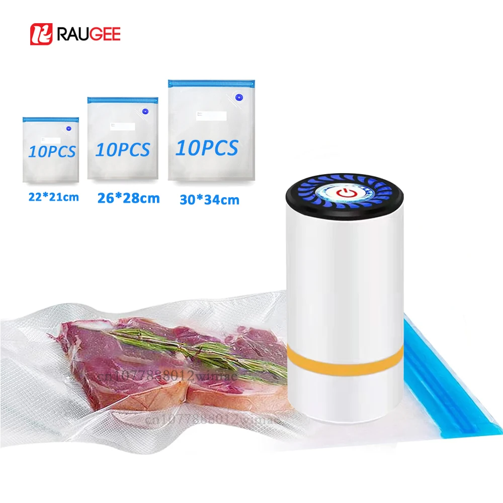 

Мини-электрический воздушный насос для пищевых продуктов, перезаряжаемый через USB вакуумный насос с многоразовыми вакуумными пакетами на молнии без BPA, ручной воздушный насос