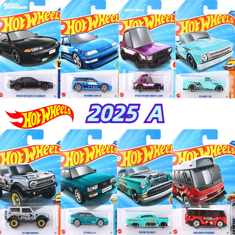 Original Hot Wheels Car Boys Toys 1/64 Diecast Vehicles Batman Nissan Skyline Tesla Model Audi Quattro Alpha Pursuit Honda Civic