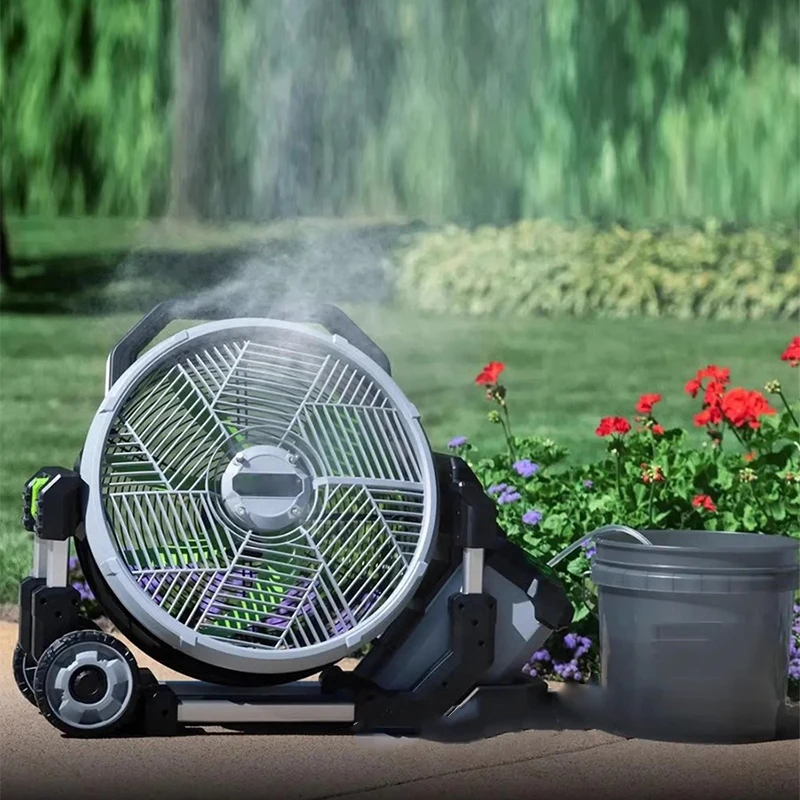 FN1800E 18인치 5단 속도 23.5MPH 휴대용 미스트 팬, 리튬 배터리 분무 팬 5000CFM