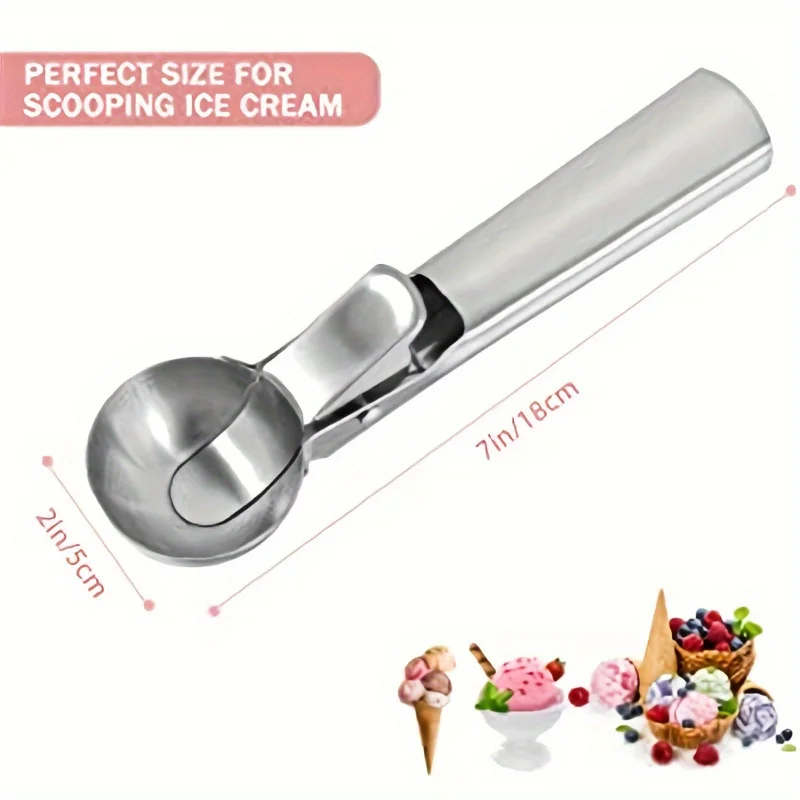 1PCS Ice Cream Spoon Thickened Stainless Steel Spoon Commercial Ice Cream Spoon Digger Household Watermelon Spoon Ice Cream God