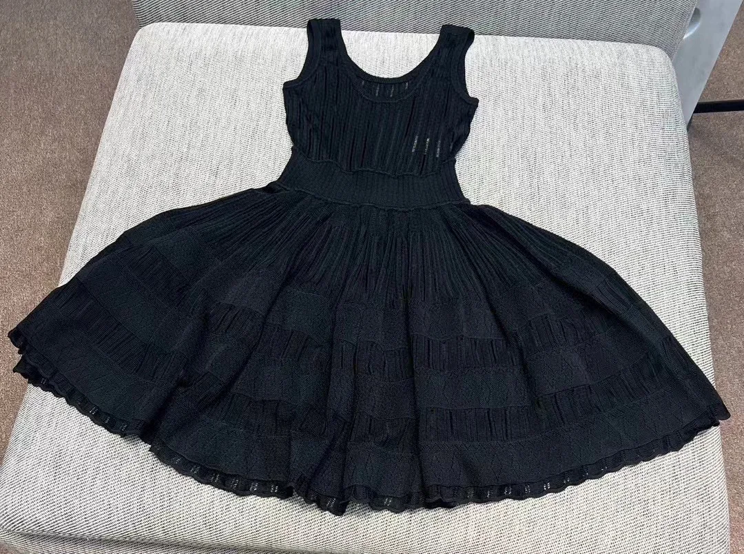 NONE Sommer lässig gestrickt ärmelloses sexy Mini kleid 6